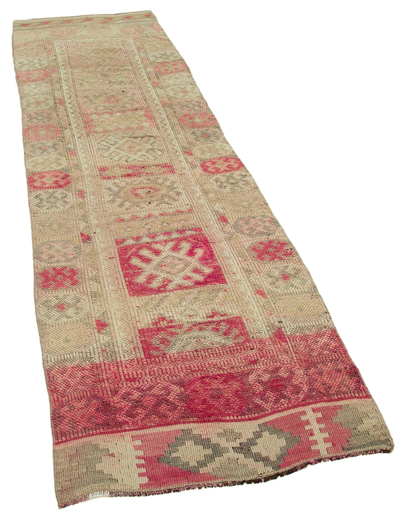 Handwoven one-of-a-kind anatolian beige runner rug 80 cm x 283 cm
