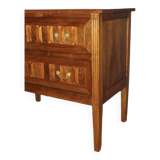 Commode de style Louis XVI en noyer et marqueterie XIX