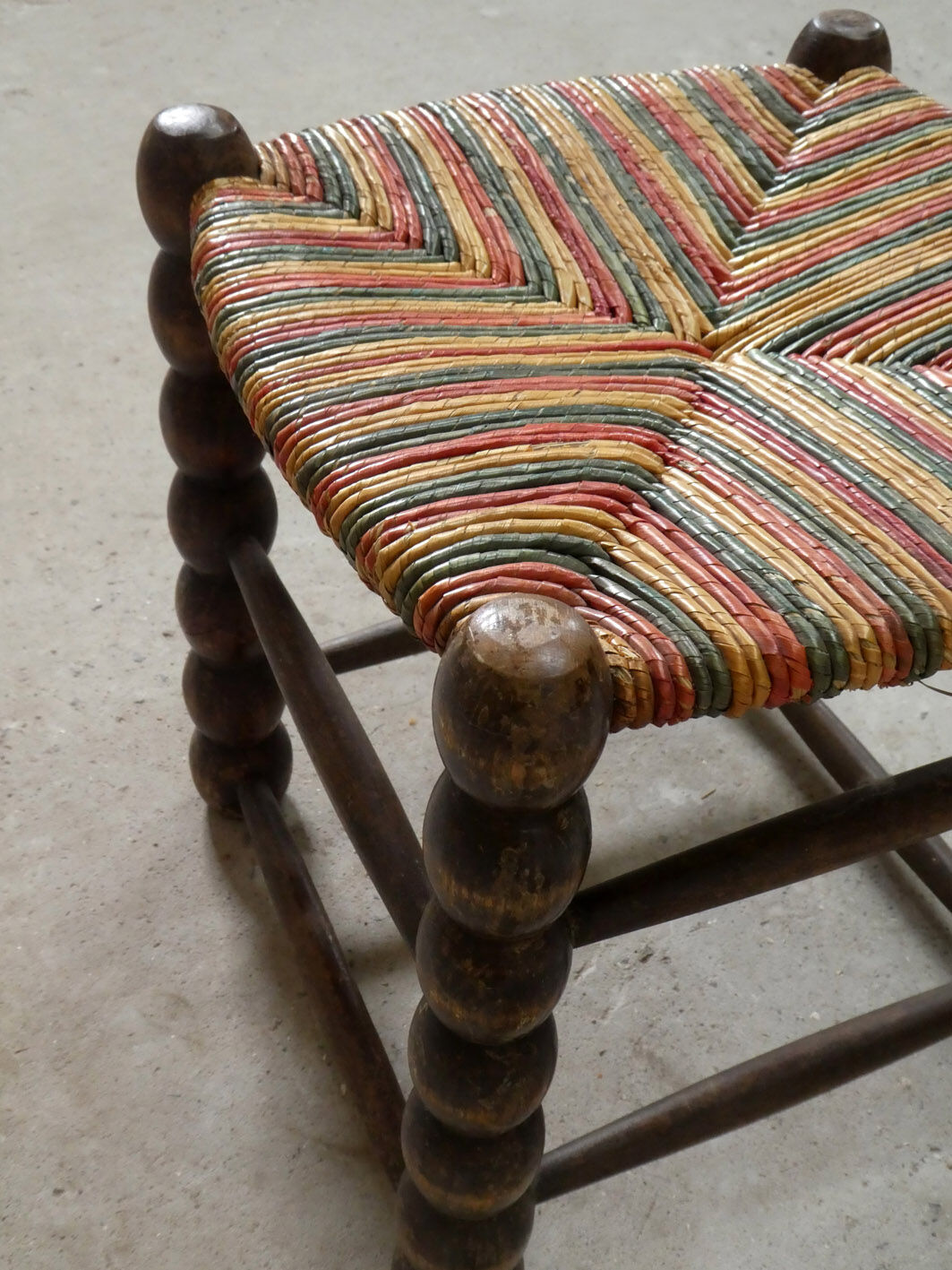 oak and straw stool, 1950