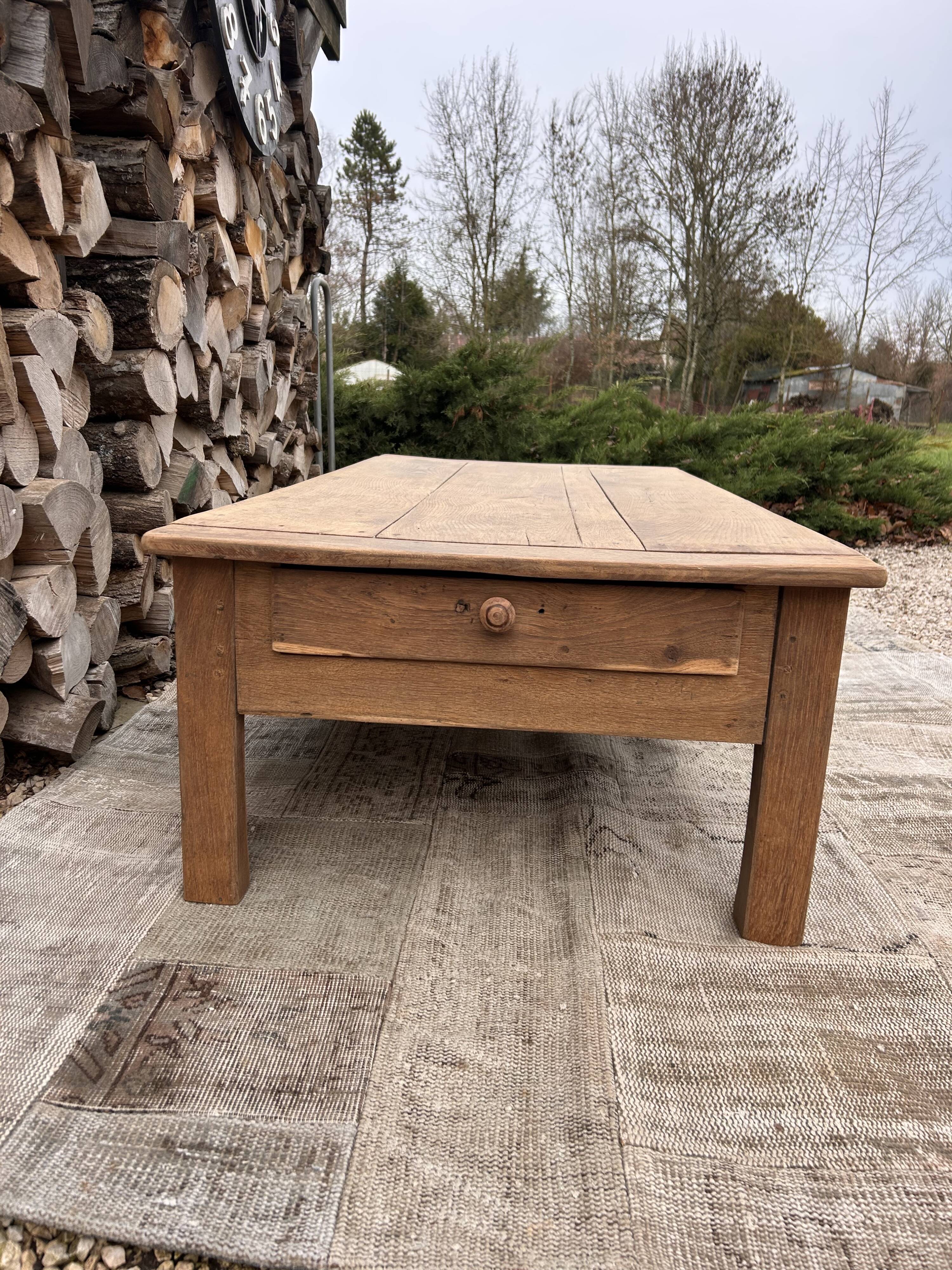 Table basse de ferme chêne massif