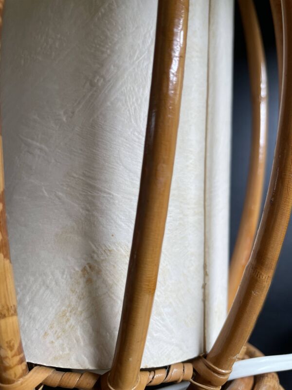 Lampe en rotin et bambou de Louis Sognot 1960