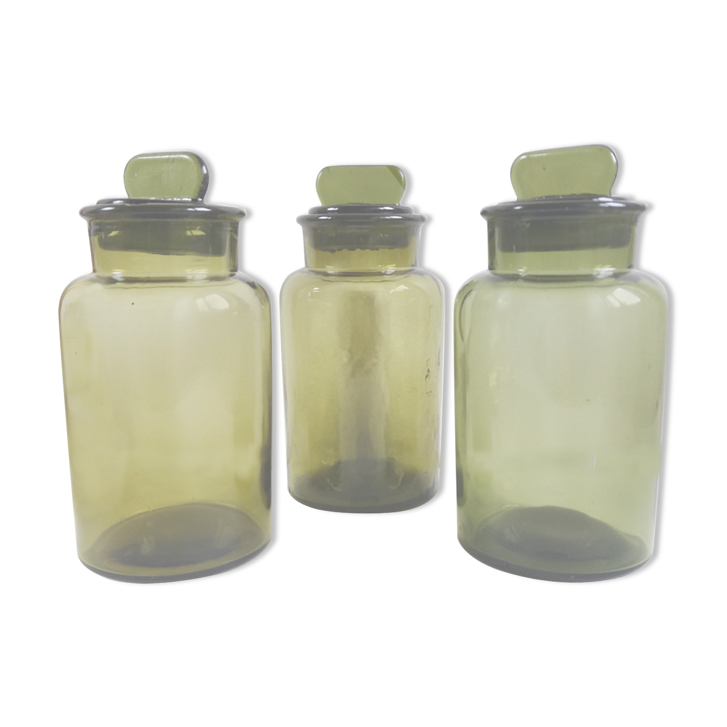 Trio de bocaux d'apothicaire verts