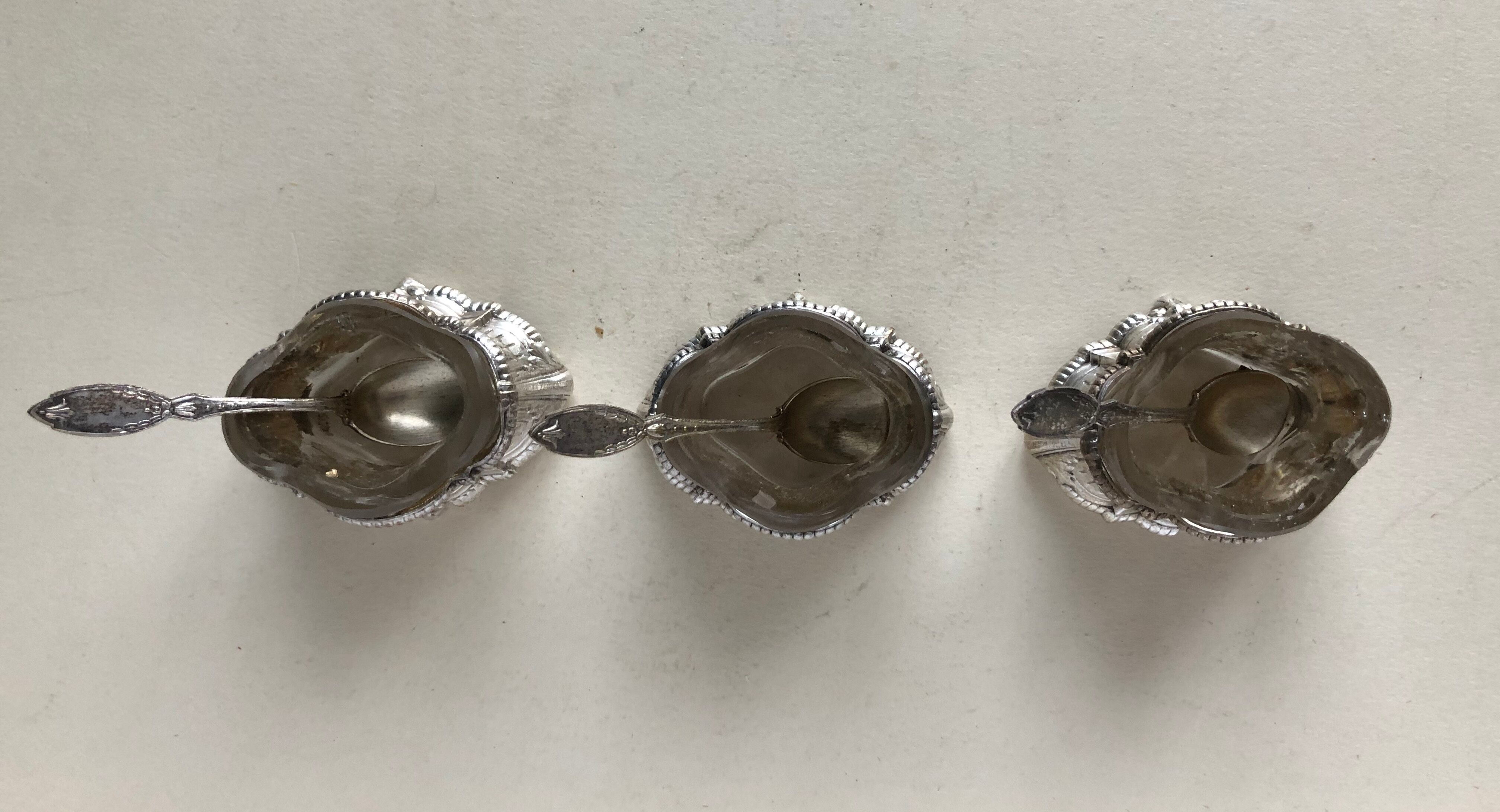 Set of three salt shakers