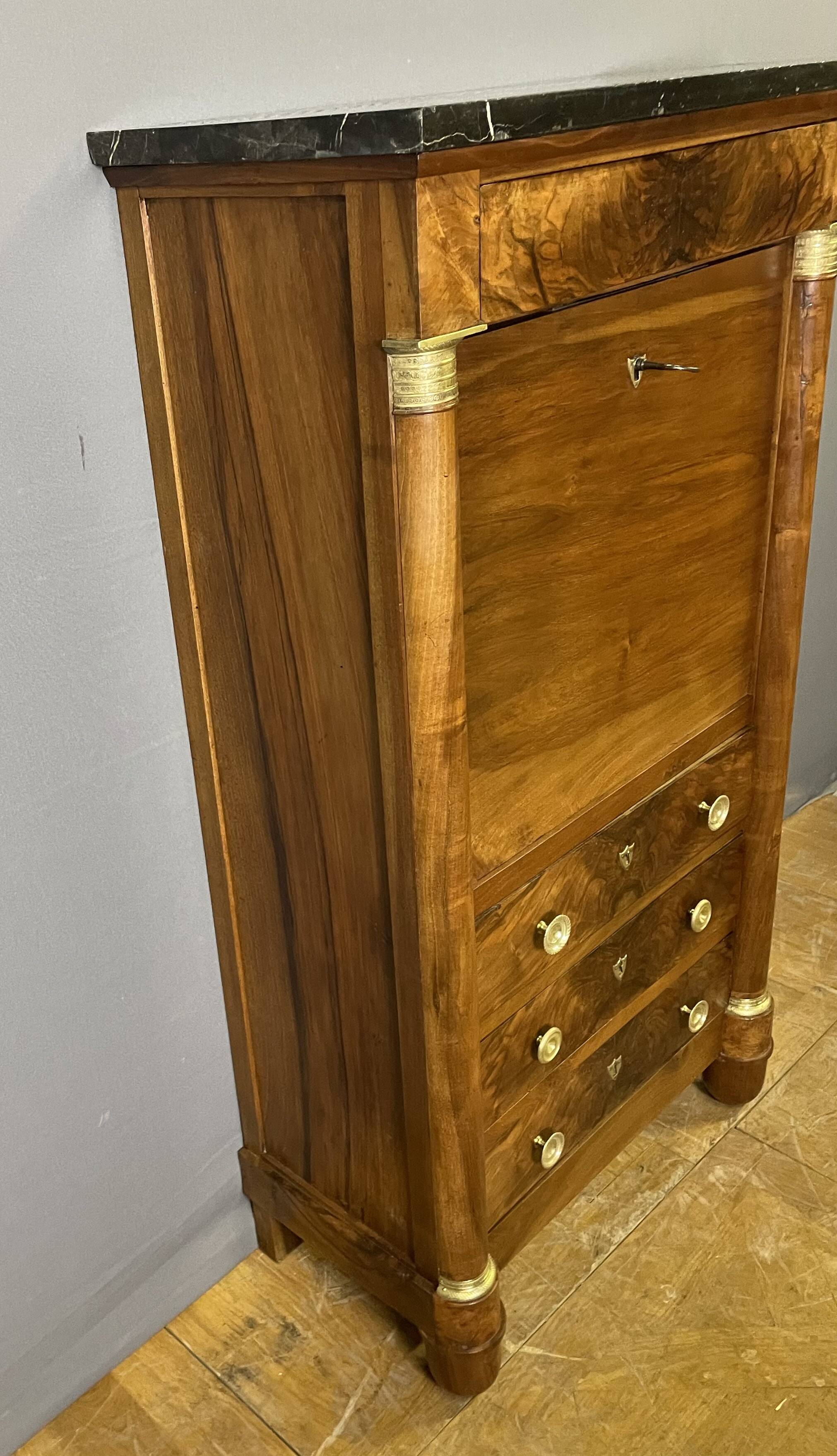 Empire period walnut secretary