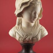 Bust of a young girl in terracotta painted and signed, period early xx th