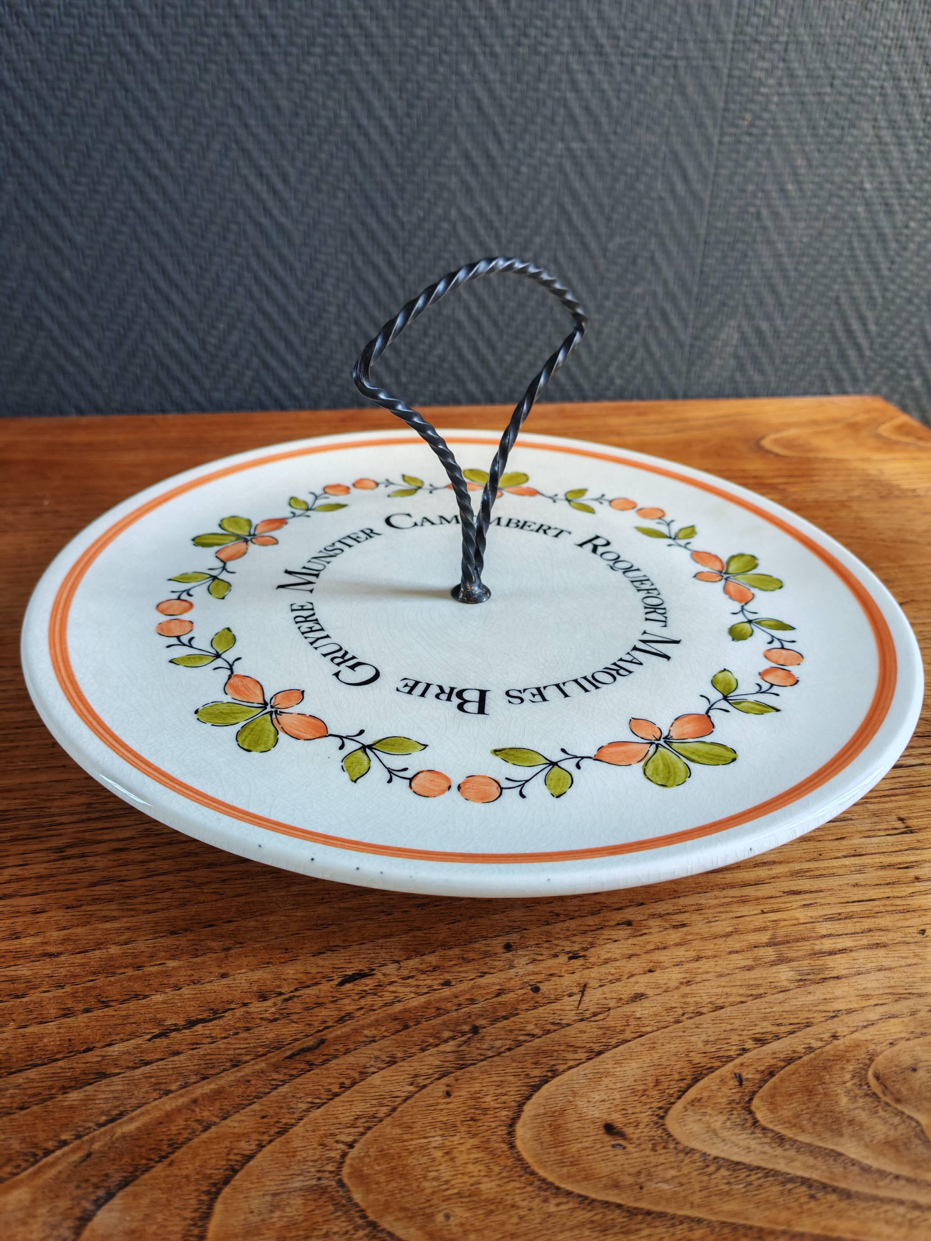 Vintage Cheese Plate Gien France Handmade decor My Kitchen