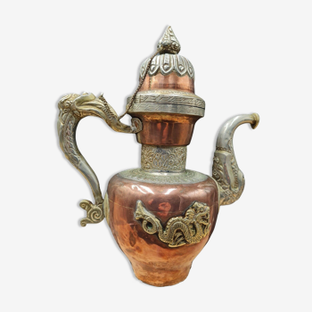 Tibetan ceremonial copper teapot aftaba dragon ewer