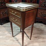 Pair of Louis XVI style bedside tables in mahogany