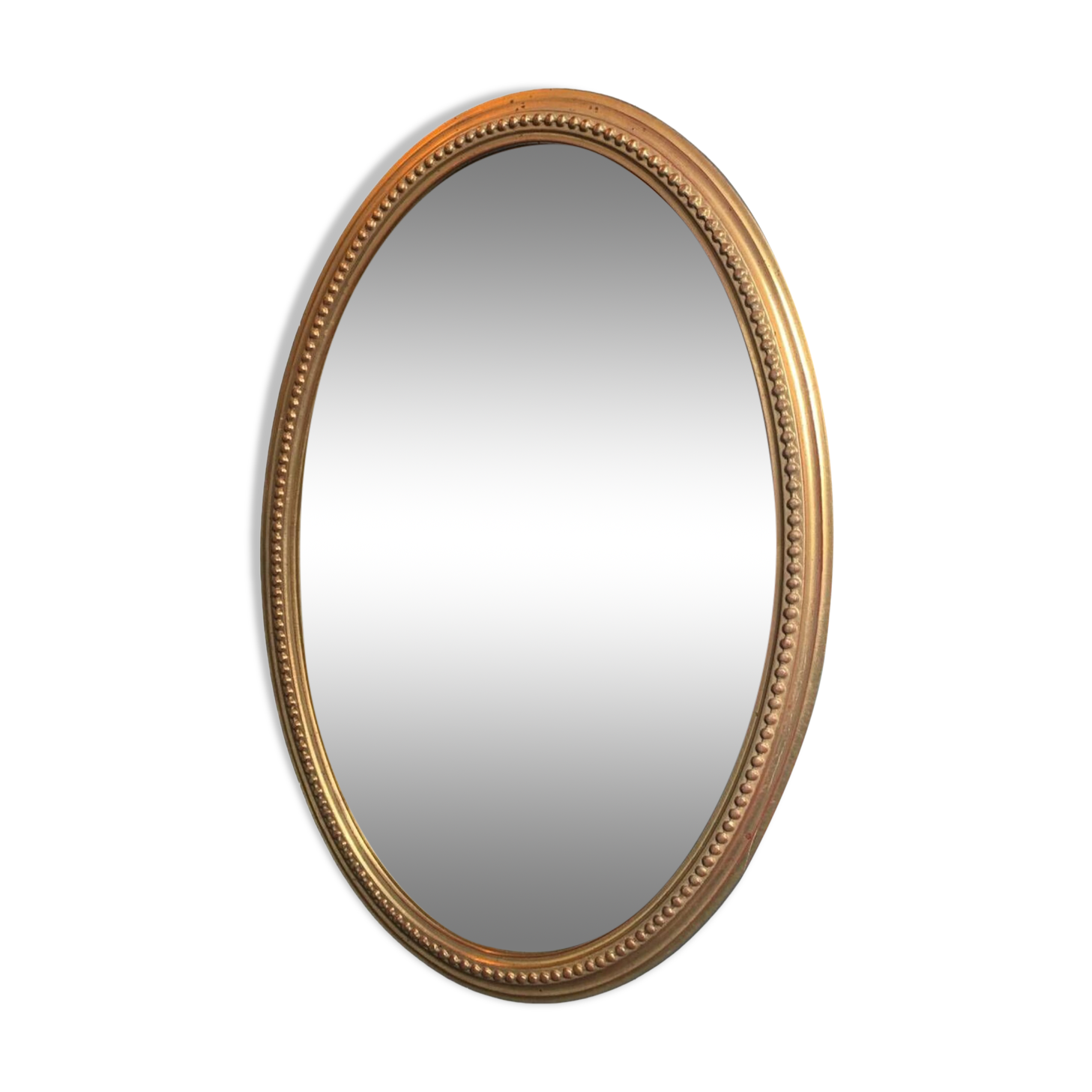 Vintage beveled gold oval mirror