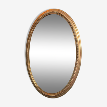 Miroir ovale doré biseauté vintage