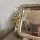 Ancien Plat Plateau Service Métal Argenté Art déco Anse Noeux Doré