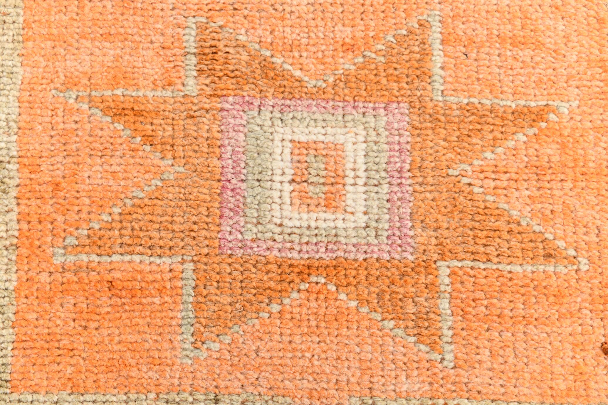 3x11 Tile Red Turkish Runner, Handmade Wool Runner Rug, 96x337Cm