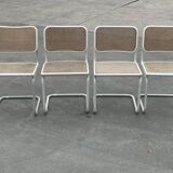 Set of 4 Cesca b32 model chairs in white by Marcel Breuer