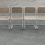 Set of 4 Cesca b32 model chairs in white by Marcel Breuer