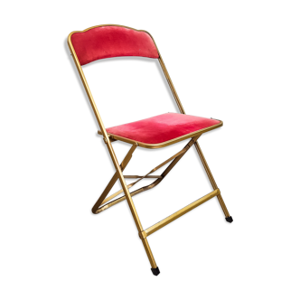 Pink velvet folding chair