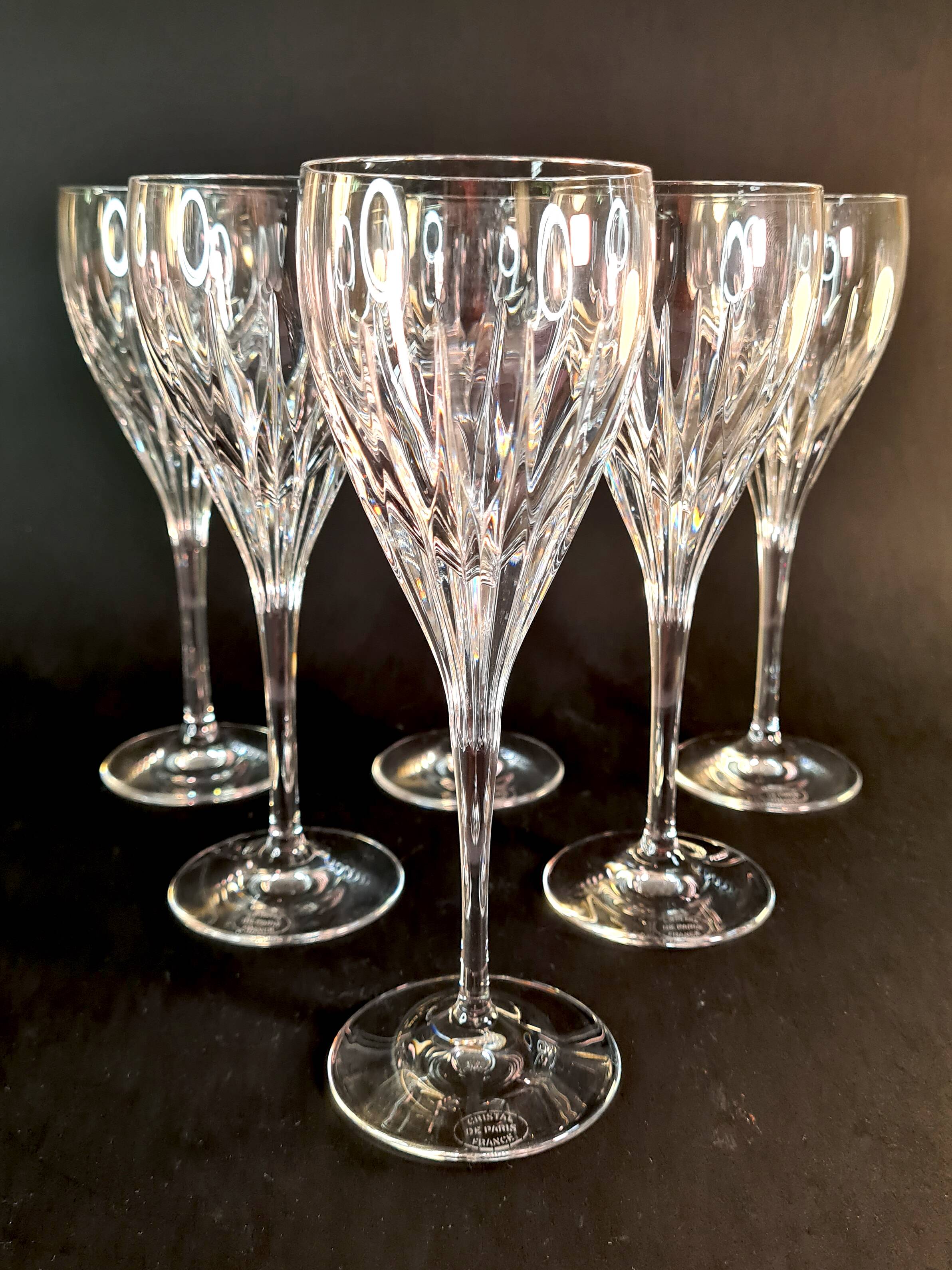 Set of 6 cut crystal glasses – Paris Crystal Works (model similar to Ir)