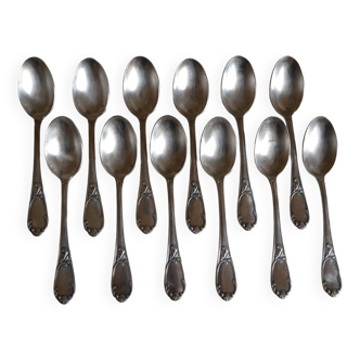 12 Cuillères à café ou dessert métal argenté Frionnet François coffee spoons