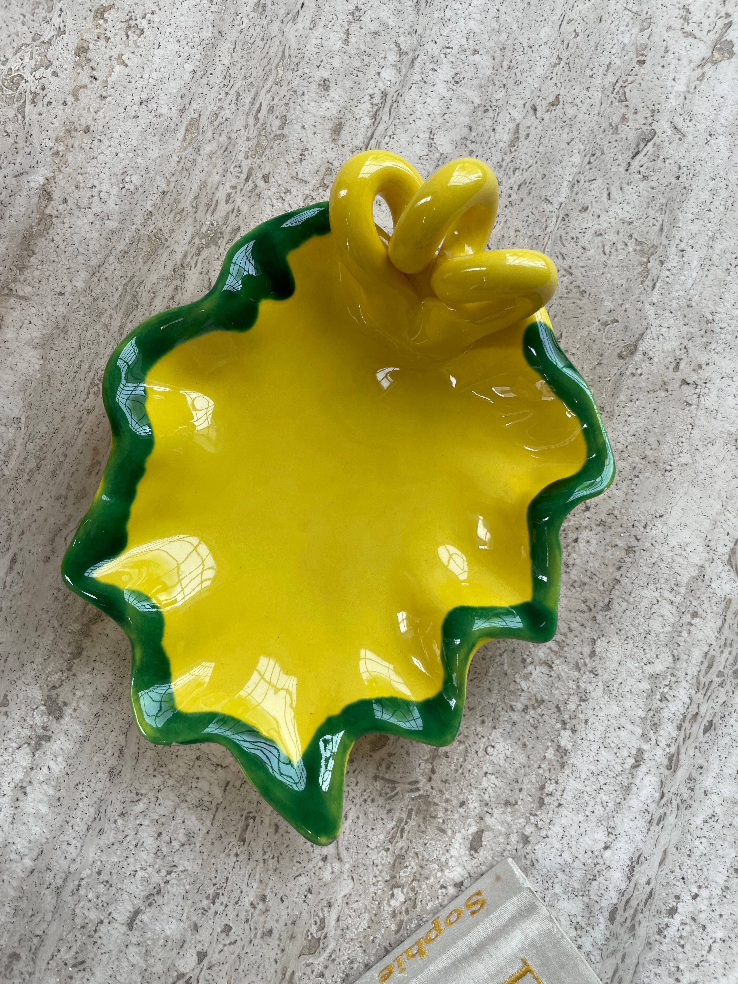 Ceramic yellow vallauris dish