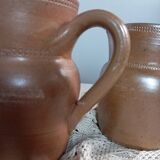 Duo d'anciens pots à lait en grès de Bonny, 50 cl vintage France