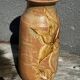 Vintage 1950s ceramic vase with floral decoration - signed Vallauris H 20 cm