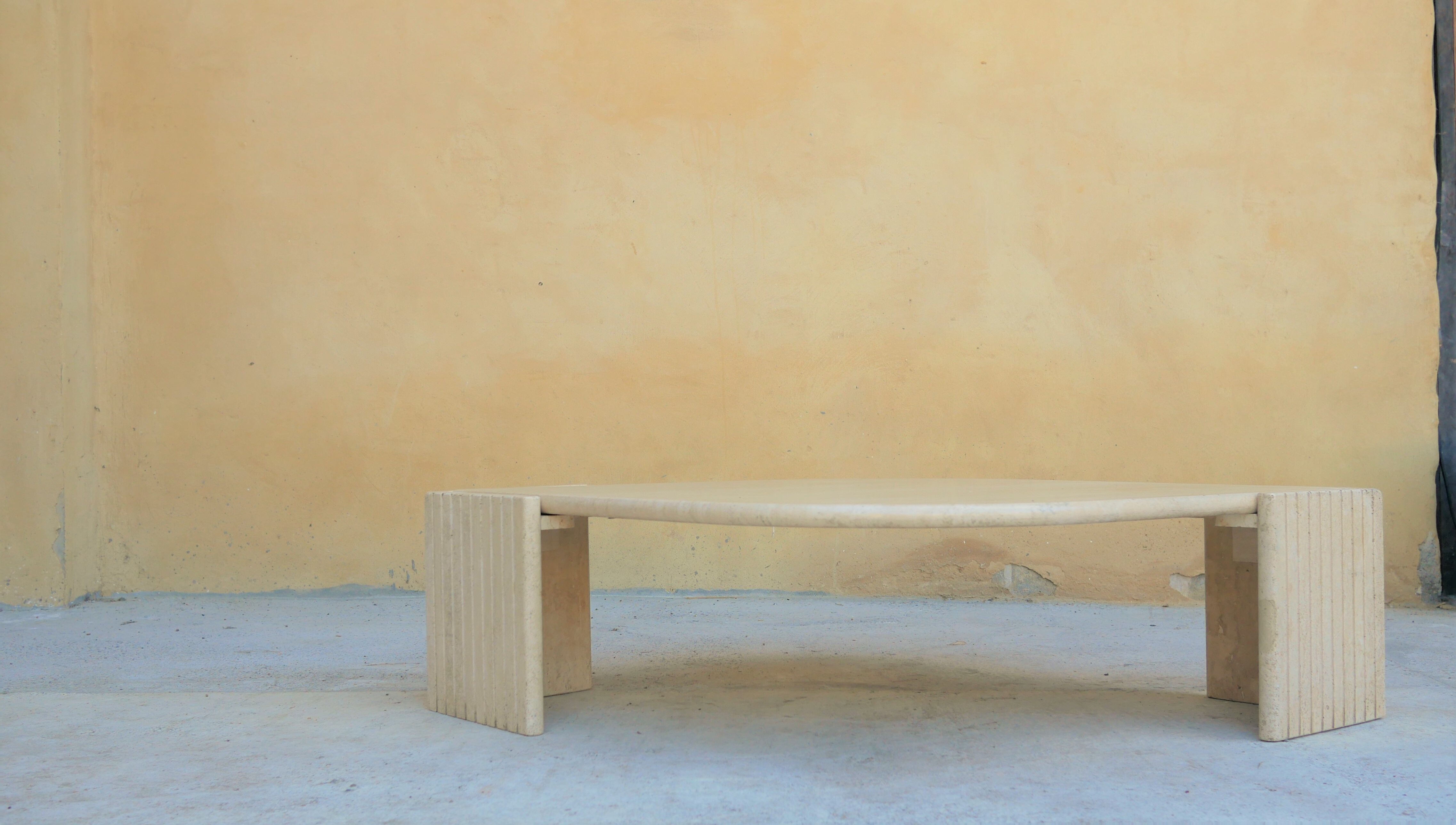 Coffee table in travertine by Roche Bobois editions