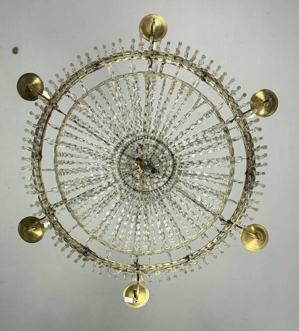 Lustre sac de perles, six feux de lumière, vers 1800