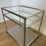 USM Haller Glass and Light Grey 1/2 Side Table