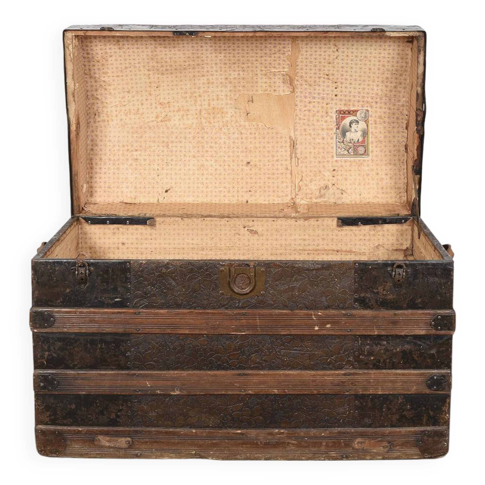 Malle de victorienne, coffre de voyage à vapeur, XIXème.