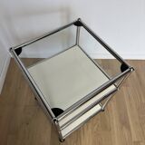 Table d’appoint USM Haller en Blanc Pur et Verre