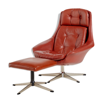 Leather lounge chair with ottoman by Henry Walter Klein for Bramin