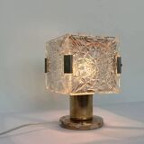 Design table crystal glass brass lamp by Kamenicky Senov, 1970s