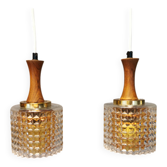 Hanging lamps from Swedish Orrefors 1970s in crystal glass
