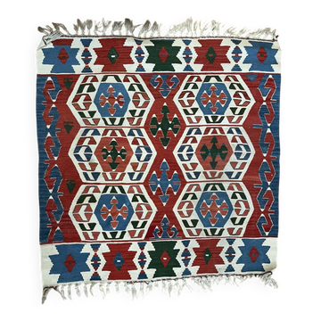 Ancient Turkish Kilim rug handwoven – geometric patterns 98x96 cm