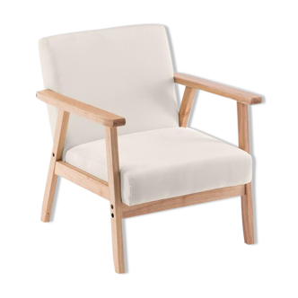Simple fabric wood armchair burlywood beige