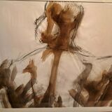 sepia drawing in orientalist frame