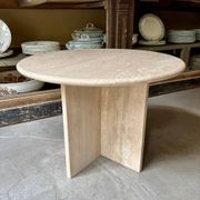 Table d'appoint, basse ronde en travertin ⌀ 61 cm