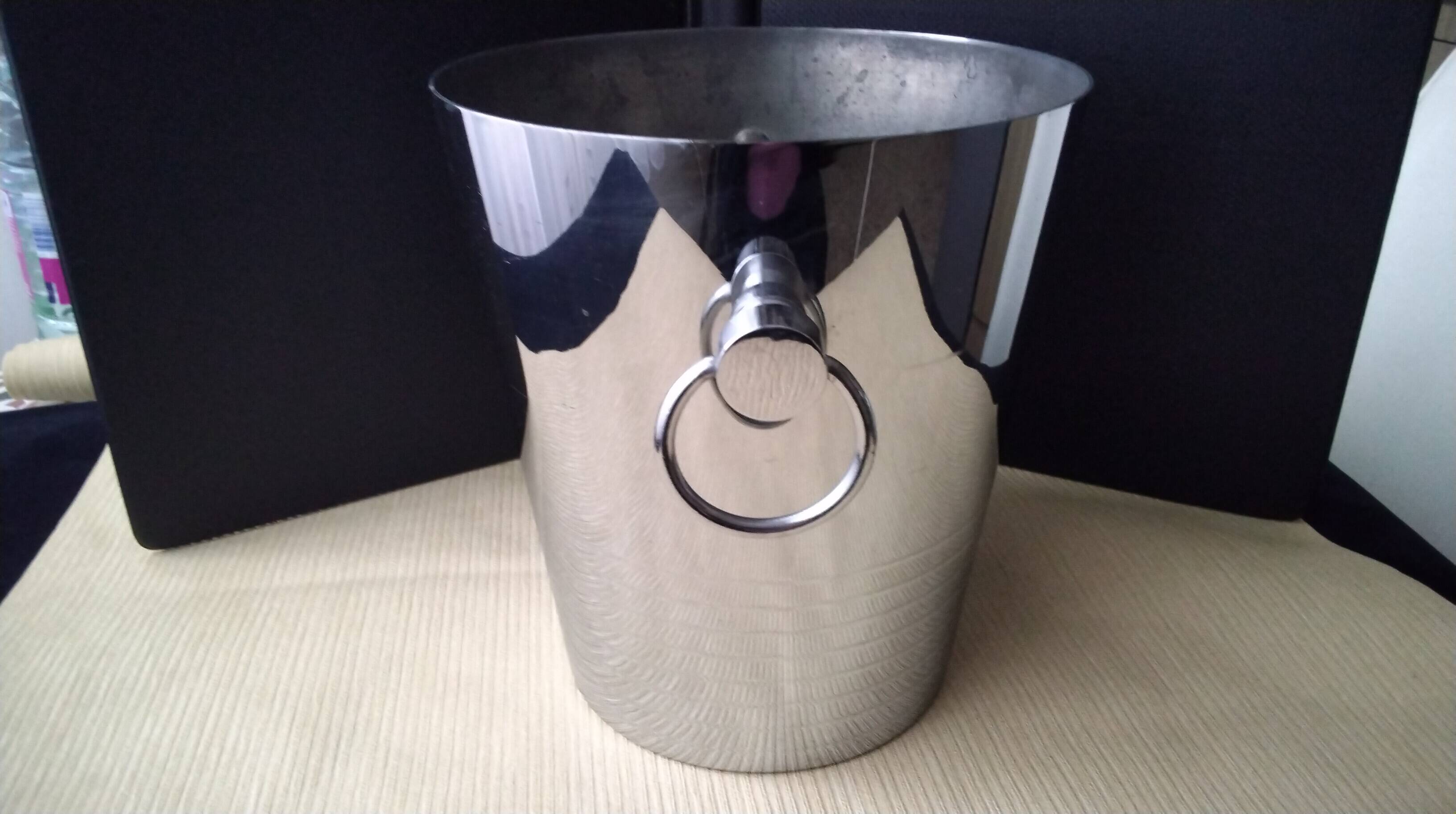Chrome-plated steel champagne bucket by André Leroy