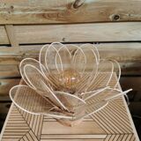 Flower table lamp made of rattan petals and gold mesh