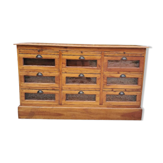 Grain chest of drawers with 9 glass drawers