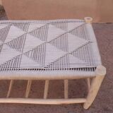 Woven bench with shelf