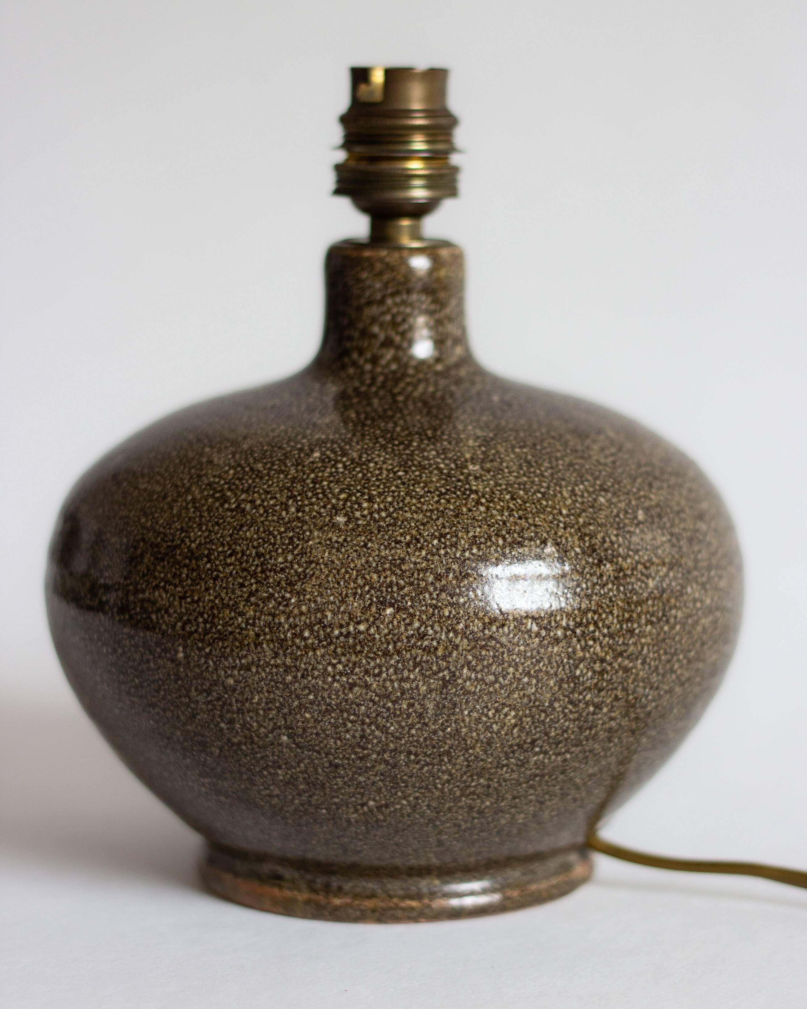 Mouse grey stoneware lamp base, 1960s