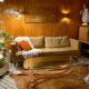 Vintage coffee table with bevelled glass and plexiglass from the 1970s.