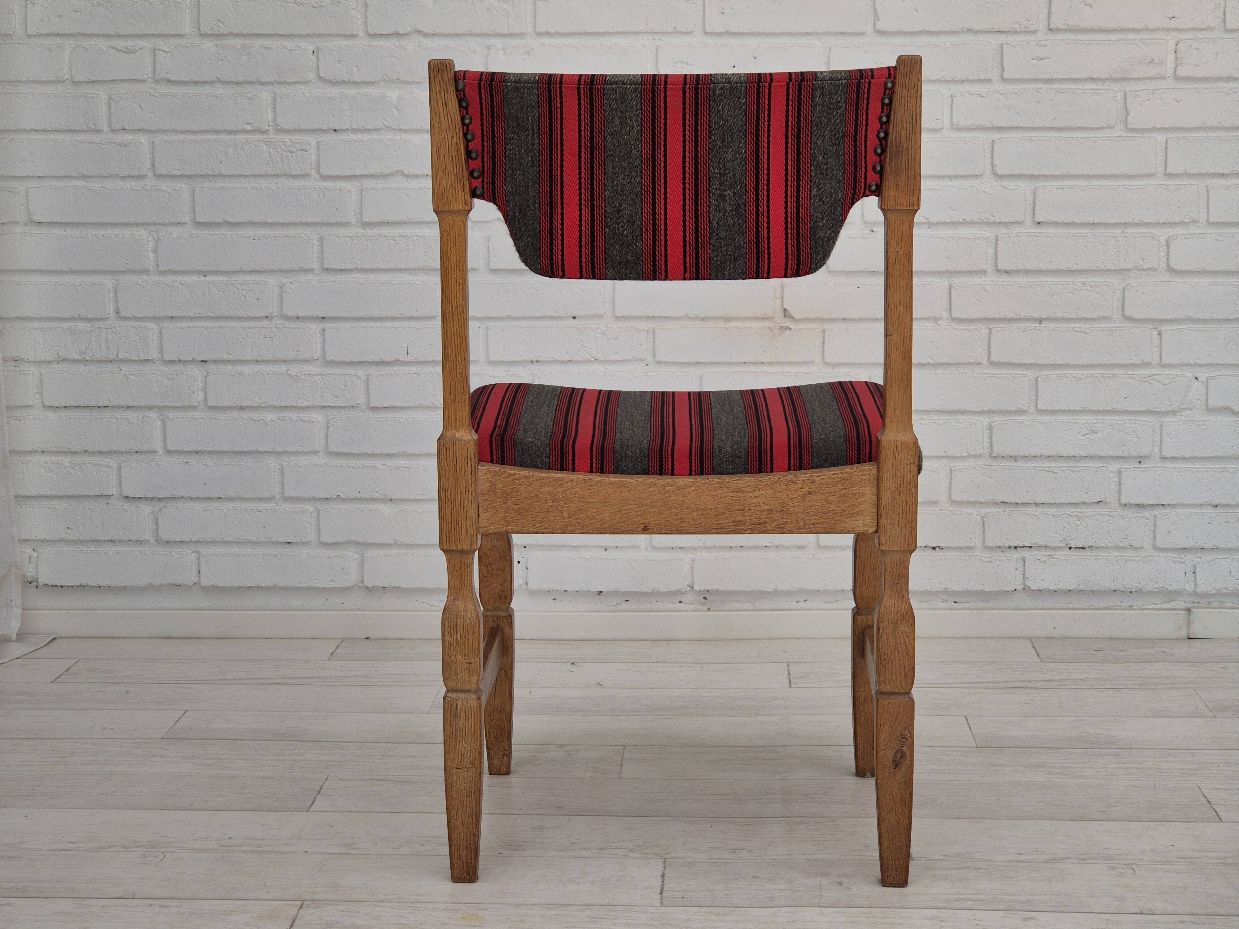 1970s, Danish set of 4 dining chairs, original condition, oak, wool.