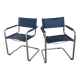 Set of 2 Vintage Mart Stam Style S34 Chair: Blue Leather, Bauhaus Design