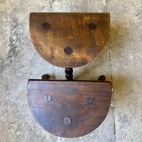 Turned wooden tripod stool x2