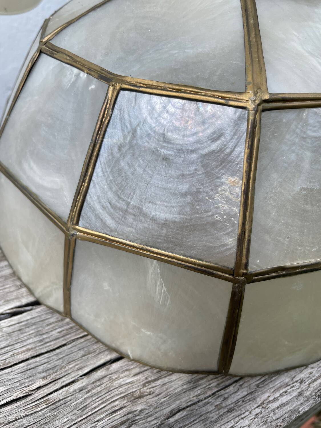 Mother-of-pearl and brass pendant light