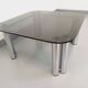 Vintage Italian Space Age square coffee table in smoked glass and chrome metal
