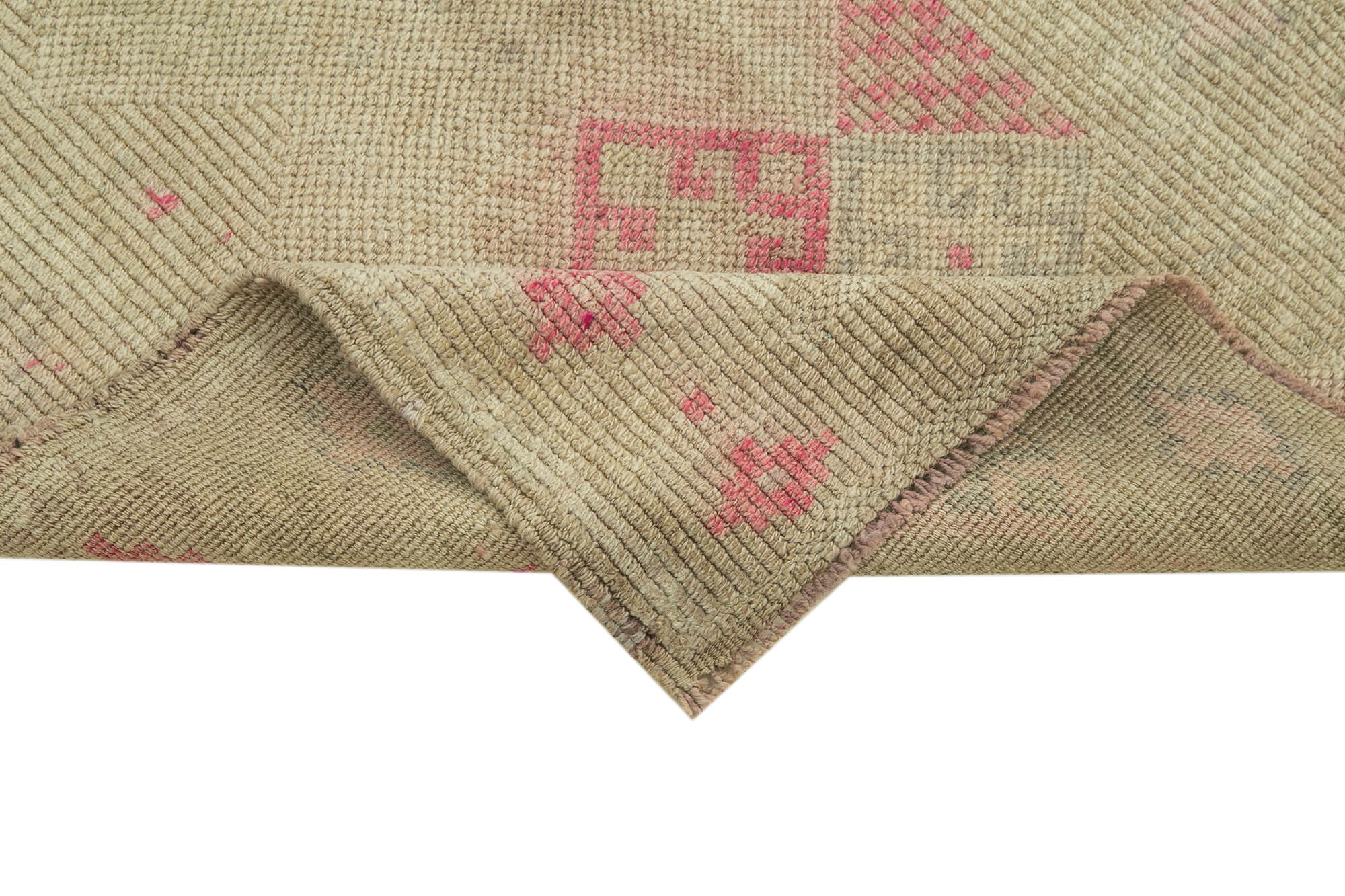Hand-knotted turkish beige runner carpet 89 cm x 310 cm