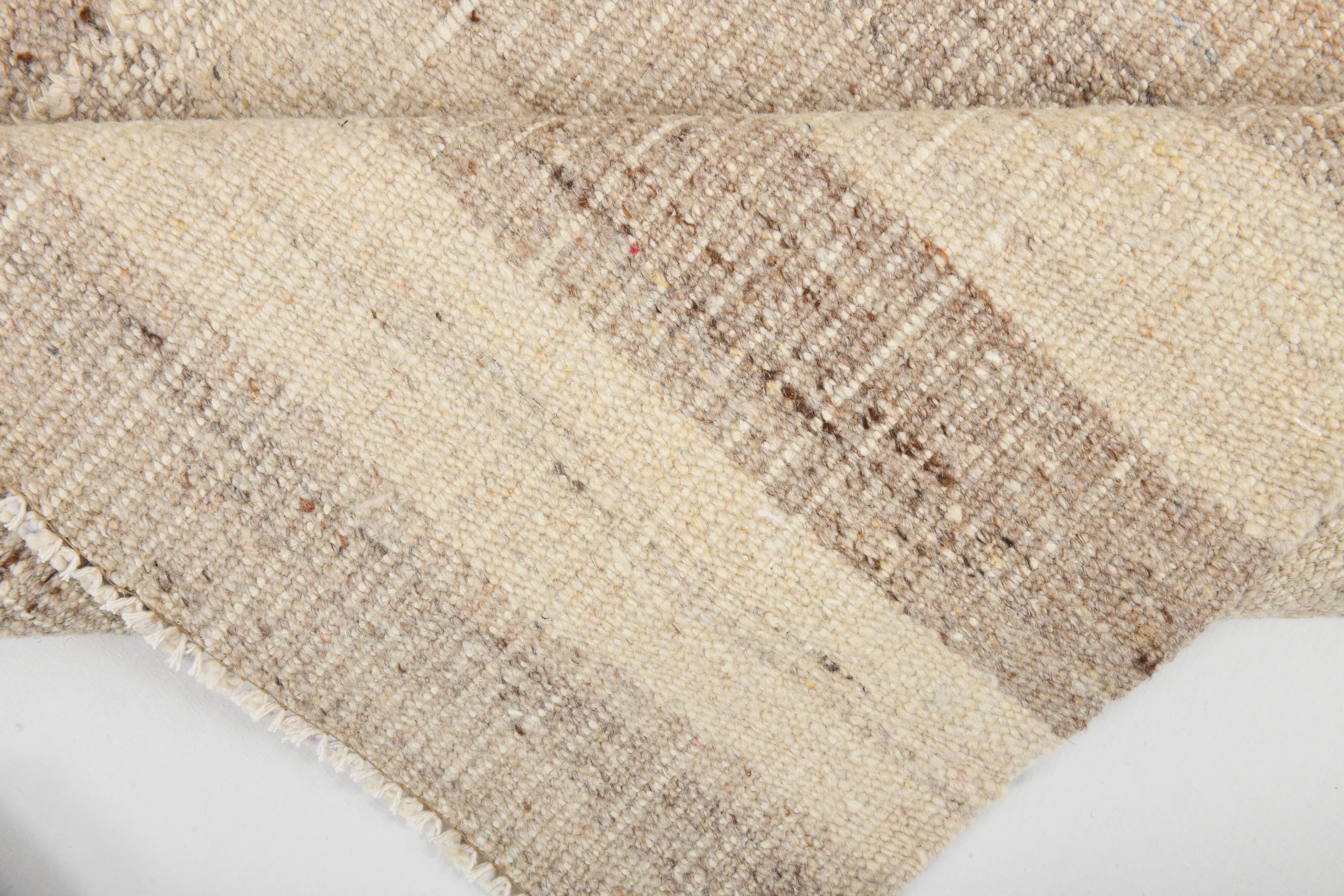 Striped Pattern Brown & Cream Vintage Kilim Rug, 220x300Cm