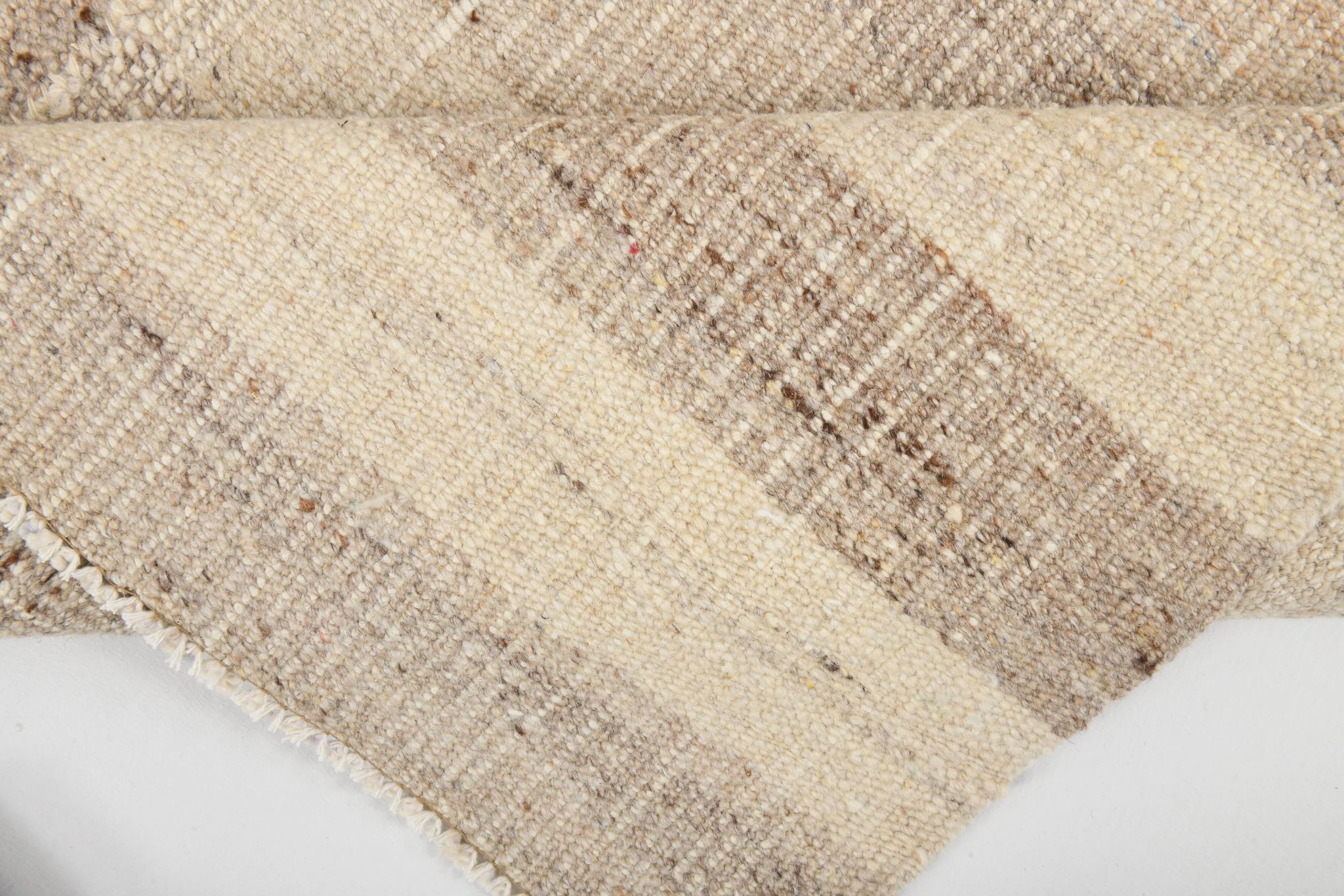 Striped Pattern Brown & Cream Vintage Kilim Rug, 220x300Cm